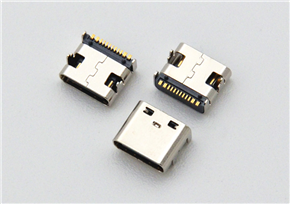 Type-C 16-pin female socket, board-mounted one-piece style with a 7.35mm length, 1.67mm pitch, and copper alloy terminals for surface mount technology (SMT) supporting up to 5A